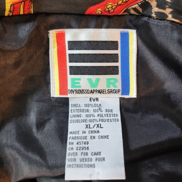 Vintage EVR 90s Silk Bomber Jacket with Baroque Chain Print retro size XL - Picture 5 of 6